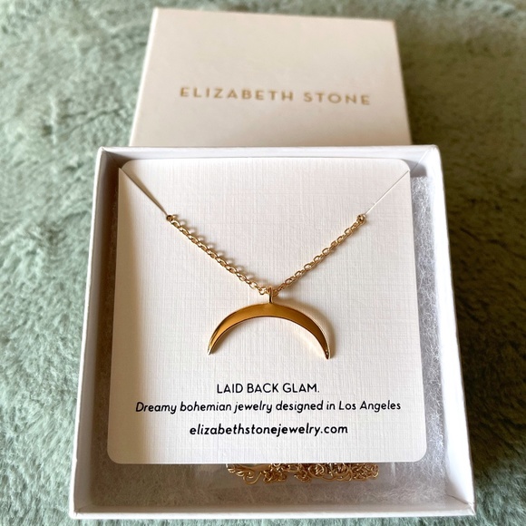 Elizabeth Stone Jewelry - 🌙 Elizabeth Stone Laid Back Glam Crescent Necklace - Electroplated in 14K Gold